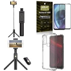 Capa Moto G71 + Mini Tripé Selfie Bluetooth +Película 3D - Armyshield