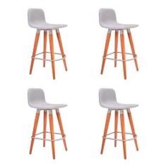 Kit 4 Banquetas Baixa Linea Aço Champanhe Assento Cinza - D'FACTO 33