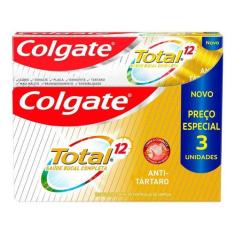 Creme Dental Colgate Total 12 - Anti-tártaro 90g 3 Unidades