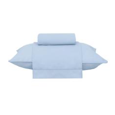 Buddemeyer Jogo de Cama Solteiro Percal 180 Fios Basic Percalle 100% Algodão Penteado Azul 3 peças