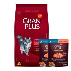 Ração Gran Plus Gatos Castrados Carne e Arroz - 10,1Kg + Surpresa