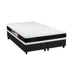 Cama Box King: Colchão Espuma D45 Castor Black e White air Double Face + Base crc Suede Gray(193x203)