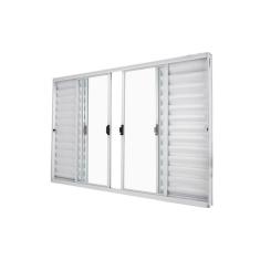 Janela Veneziana Abertura Central Exclusiva 6 Folhas Vidro Liso 100x100cm Crv Portas E Janelas Branco