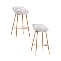 Kit 2 Banquetas Alta Polipropileno E Aço Mônaco Fratini Nude