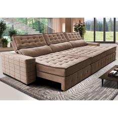 Sofá Retrátil E Reclinável 4,15M Cama Inbox Big Puffer Com Softgel D40 Velupluma Castor