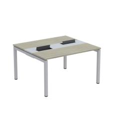 Mesa Plataforma Dupla Com Pé De Aço Para Coworking 130x120 Pdc13-12-2p Nogueira Casablanca-cinza