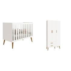 Berço Americano Isis E Roupeiro 3 Portas Isis Branco Fosco