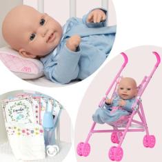 Boneco Reborn Carequinha Pode Dar Banho Kit 11 Acessórios - Cegonha Re