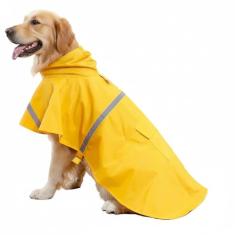 HAPEE Capas de chuva para cães com capuz de tira refletiva, jaqueta poncho para cães grandes (A1-amarelo, 22B (comprimento das costas 56 cm))