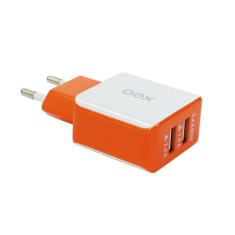 Carregador de tomada com duas entradas USB OEX CG201 - Laranja