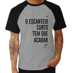 Camiseta Raglan O escanteio curto tem que acabar - Foca na Moda, Cinza
