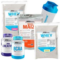 KIT 2x Whey Fit Foods 500g + PREMIUM Creatina 100g + BCAA Fit 100g + W