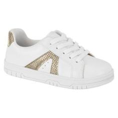 Tenis Molekinha Casual Menina  2562.112 Branco + Dourado-Feminino