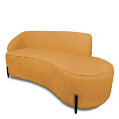 Sofá 4 Lugares Orgânico 220cm Pé Ferro Preto Morgan Bouclê Mostarda D03 - D'Rossi