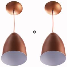 Kit 2 Lustre Pendente Cone De Alumínio 20x14cm Cobre