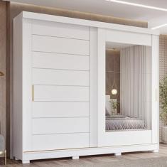 Guarda-roupa Casal 2 Portas de Correr 8 Gavetas com Pés 100% Mdf Siena Espresso Móveis Branco Brilho