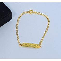 Pulseira Infantil Bebê menina Menino com Plaquinha Lisa Frase Anjinho da Mamãe Folheado Ouro Dourado Antialérgico