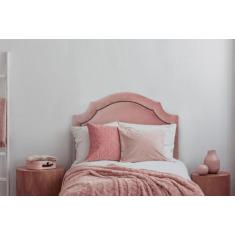 Cabeceira Solteiro Provençal Luxo Veludo Rosê Com Tachas - Flamingo De