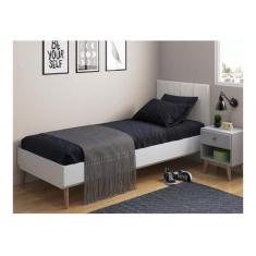 Cabeceira Solteiro Laura 0,90 Almofadada Bege Claro - Ofertamo