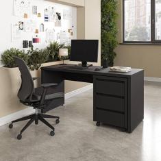 Mesa de Escritório 150cm com Gaveteiro com Rodízio Ficus Cabecasa Madeiramadeira Preto