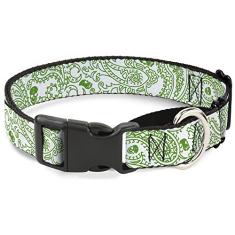 Buckle-Down Coleira para cães martingale - Bandana/caveiras roxa/branca - 2,54 cm de largura - serve para pescoços de 38,1-66,04 cm - Grande