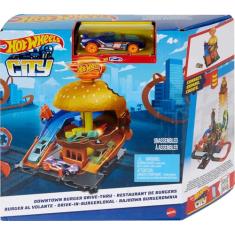Hot Wheels City Pista de Brinquedo Hamburgueria para crianças a partir de 4 anos