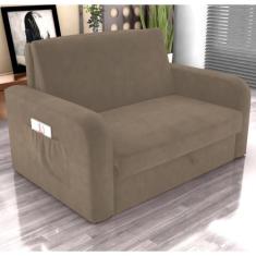 Sofá Cama com Baú 2 Lugares Raheny Veludo Cappuccino - CasaH