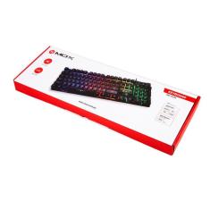 Teclado silencioso gamer luminoso led rgb porta usb 2.0 mox