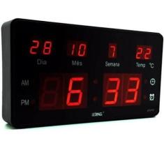 Relógio Parede Mesa Led Digital Calendário Termômetro Le2115 - Lelong