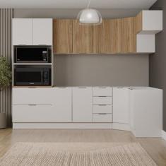 Cozinha Modulada 7 Peças sem Tampo com Rodapé Ipanema CabeCasa Madeira
