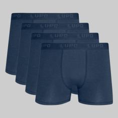 Kit 4 Cuecas Lupo Boxer Algodão com Elastano 00615, Azul marinho, M