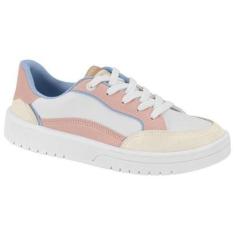 Tênis Casual Feminino Moleca 5791.102 Branco/Rosa-Feminino