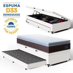 Cama Box Baú com Colchão de Espuma D33 Pillow Top Comfort Luxo Auxilia