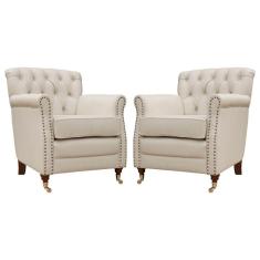 Kit 02 Poltronas Decorativas Sala de Estar Níger Pés Príncipe Off White - Gran Belo