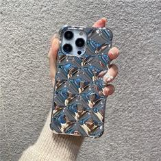 Capa de telefone macia com padrão de rombo galvanizado 3D de luxo para iphone 14 Pro Max 13 11 12 Pro Max 14 Plus capa traseira, prateada, para iPhone 12Pro Max