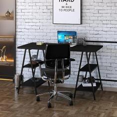 Escrivaninha Cavalete 135cm 4 Prateleiras Estilo Industrial Kuadra