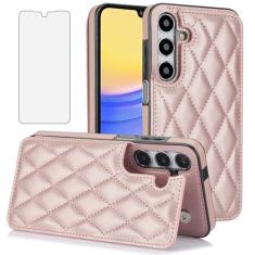 Asuwish Capa de telefone para Samsung Galaxy A15 5G/4G Capa carteira com protetor de tela de vidro temperado e suporte de cartão de crédito RFID de couro com compartimento para suporte, acessórios