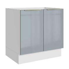 Balcão Madesa Lux 80cm 2 Portas Branco Cinza