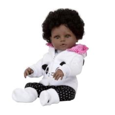 Boneca Reborn Realista Negra Linda Enxoval Panda Itens Luxo