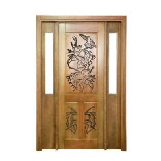 Portal Madeira Maciça Vitrô Duplo Ninho Entalhada Completa 143x213x18c