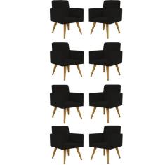 Kit 08 Cadeiras Poltronas Decorativa - Escritório - Recepção Cor:preto