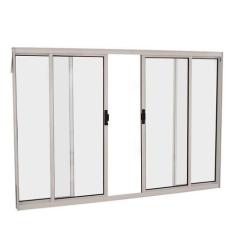 Janela de Correr em Alumínio 100 x 200 x 6 cm 4 Folhas V. Boreal Branc