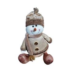 Enfeite de Natal Boneco de Neve Sentado Luxo Gold Natalino
