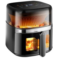 Air Fryer 5,7L com Controle Digital de Predefinições, Cesta Antiaderente, 110V 1500W, TJero, Preta