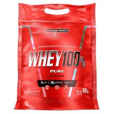 Integralmédica - Whey Protein Concentrado Morango 100% Pure - 21g de Proteína por Scoop, Suplementação Alimentar Pós-Treino, Fórmula Enriquecida com BCAAs - Pouch 900g