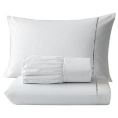 Jogo de Lençol 3 Peças 400 Fios Ponto Palito Cama Solteiro Casal Queen