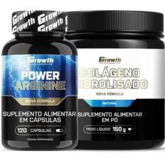 Arginina Pura 120 Caps + Colageno 150g em Pó Growth