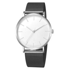 Relógio Feminino Ultrafino Grafite E Branco Pulseira Aço