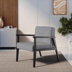 Poltrona Decorativa Madeira Maciça Jequitibá Assento com Persintas Elá