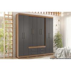Guarda Roupa Casal Nápoles Jatoba-grafitte 8 Portas de Abrir 4 Gavetas Madeira Blush Santos Andirá